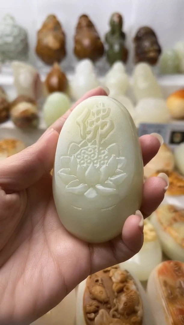 石材方解石棉纹正常不退换佛莲花