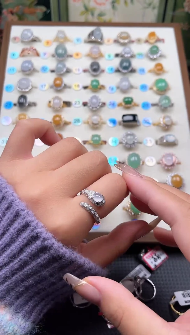 【闪购商品】翡翠戒指银S925镶嵌天然A货翡翠戒指