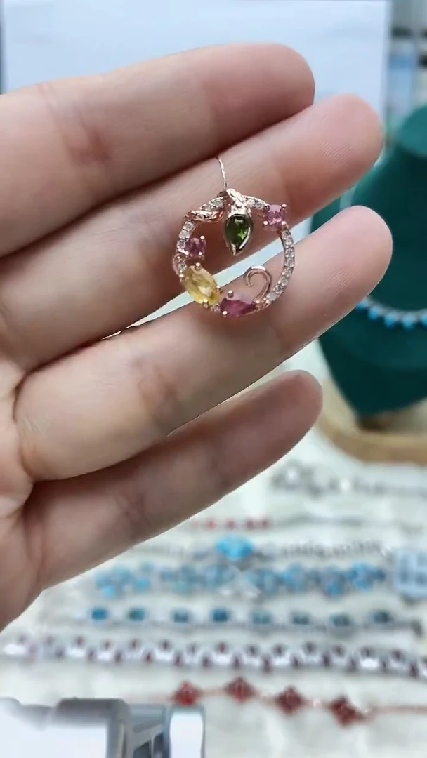 银S925镶嵌吊坠碧玺254ZB1120产品一个（多样性）