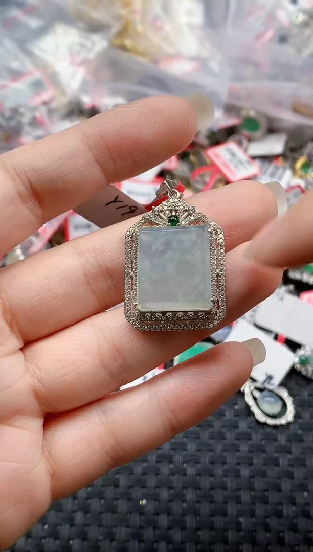 银S925镶嵌戒指翡翠天然A货缅甸翡翠