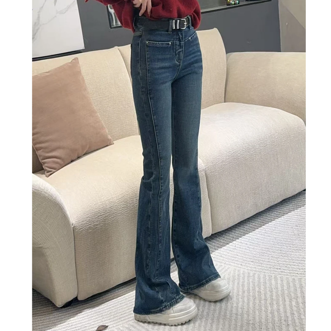 【复古七零】2025冬季新款时尚显瘦显腿长加绒喇叭裤H6662