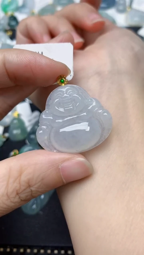 颈饰18K金镶嵌翡翠天然缅甸A货翡翠