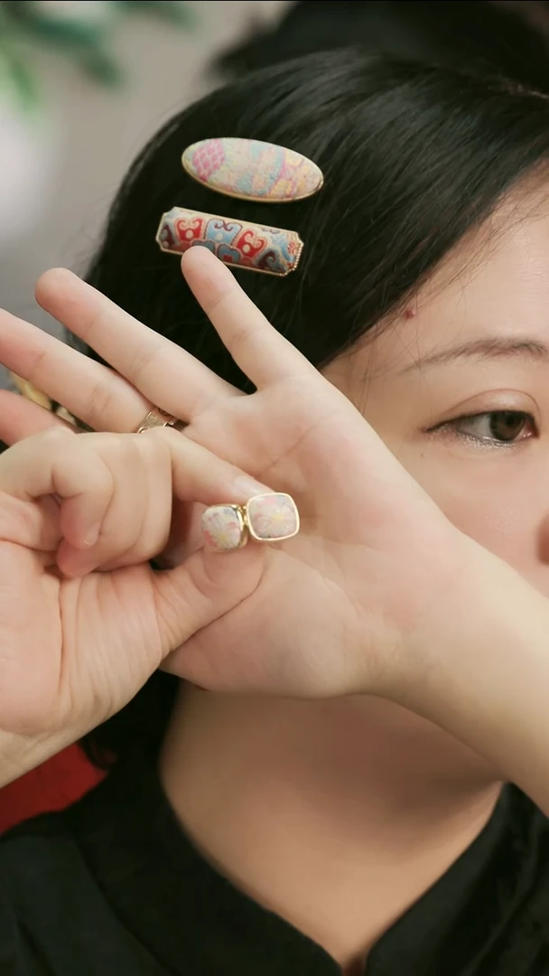刺绣湘传礼名家宋锦耳钉