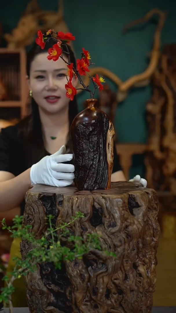 枣木雷击枣木小口瓶