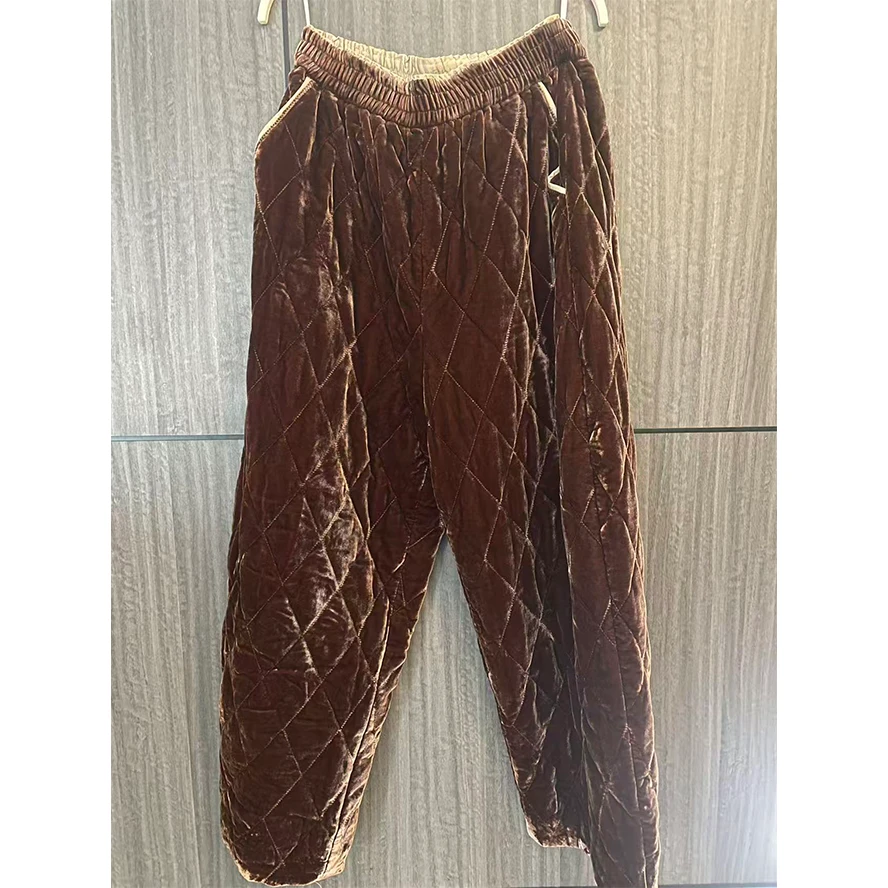 【渣渣推荐】桑蚕丝直筒长裤加绒加厚复古阔腿裤QDXLL15127