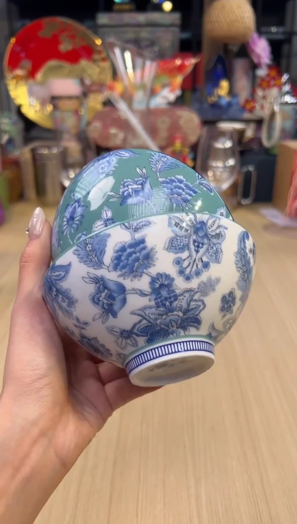 270瑰宝锦绣饭碗套二（碧青+白底）