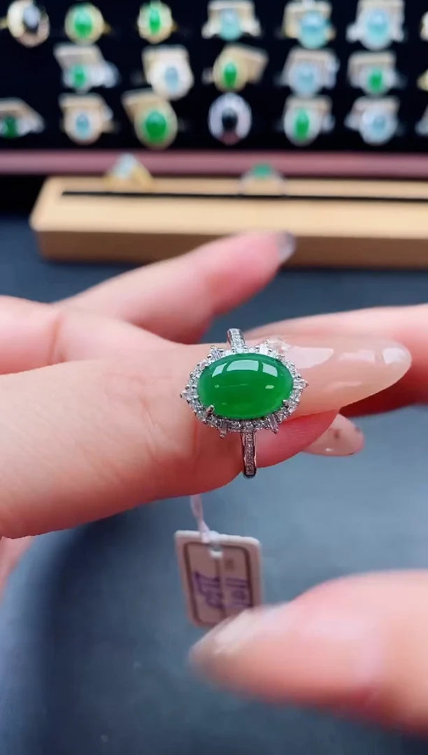 银S925镶嵌戒指翡翠1