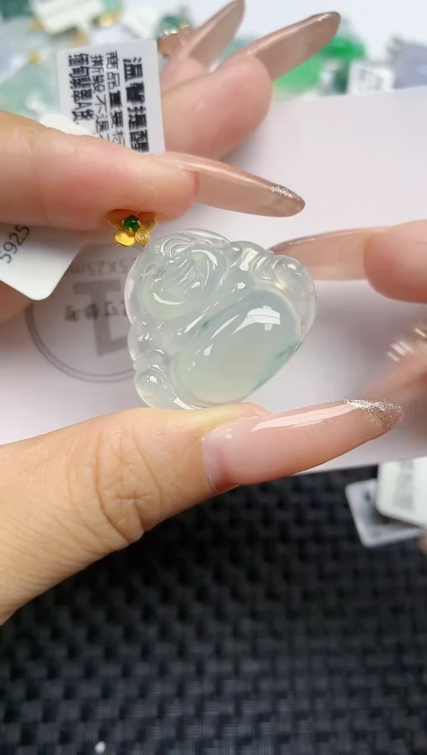 颈饰18K金镶嵌翡翠天然缅甸A货翡翠百元以上9元证书费自理