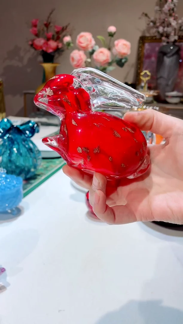 【闪购商品】琉璃手工艺品红色兔子