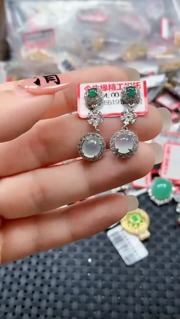 银S925镶嵌戒指翡翠天然A货缅甸翡翠