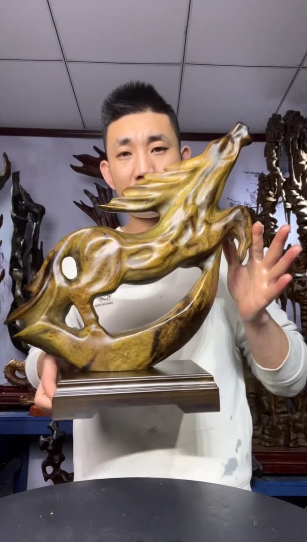 金丝楠木雕款富*金丝楠木工艺品摆件