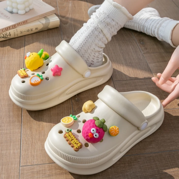 洞洞鞋夏季EVA时尚百搭高跟洞洞鞋女夏季防滑增高拖鞋沙滩鞋凉鞋