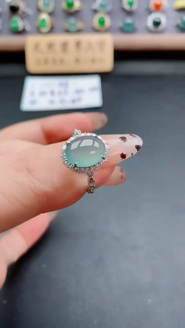 银S925镶嵌戒指翡翠1