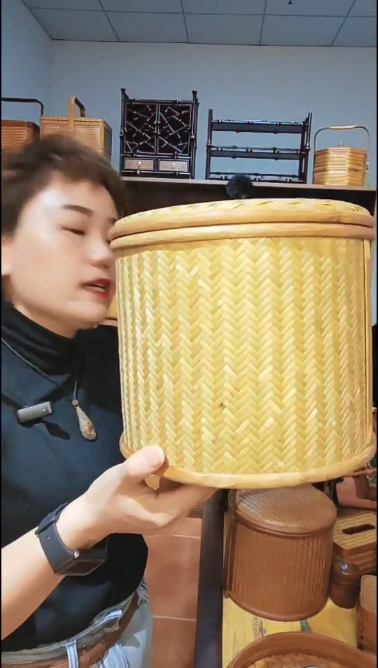 精编玉竹朱本色茶饼盒收纳盒