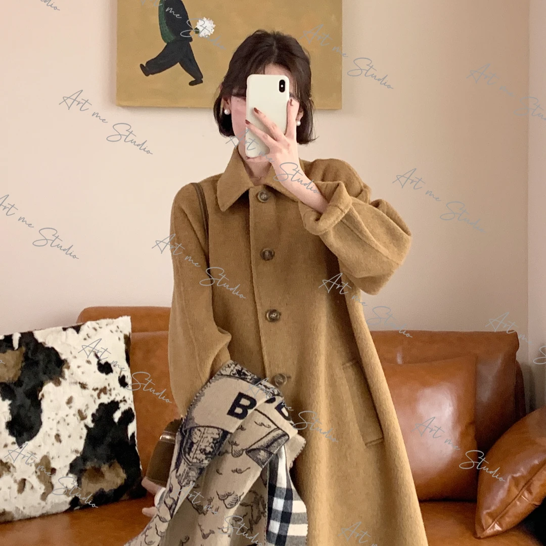 【ART ME】100绵羊毛毛呢肌理轻裹质感900g高克重两色大衣w24517