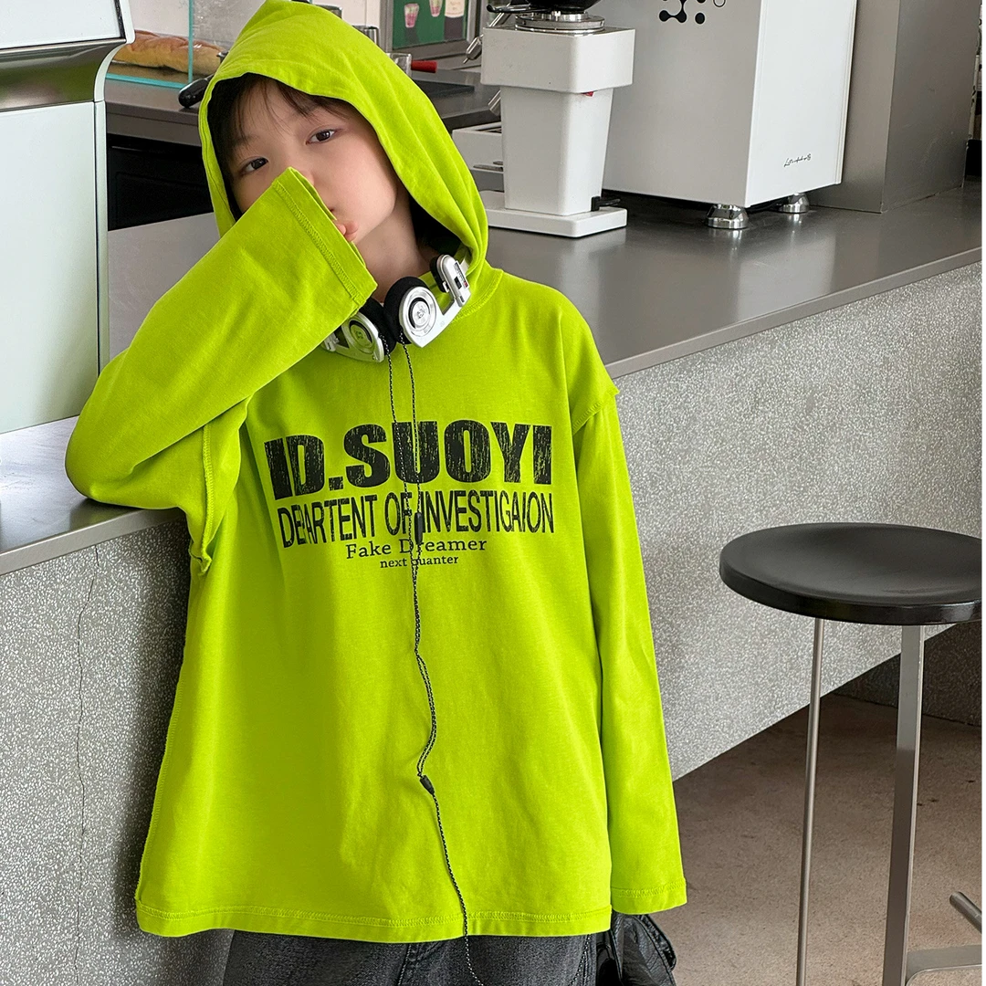 麦哟哟男童秋季连帽卫衣洋气休闲宽松印花韩版时尚百搭潮酷帅气