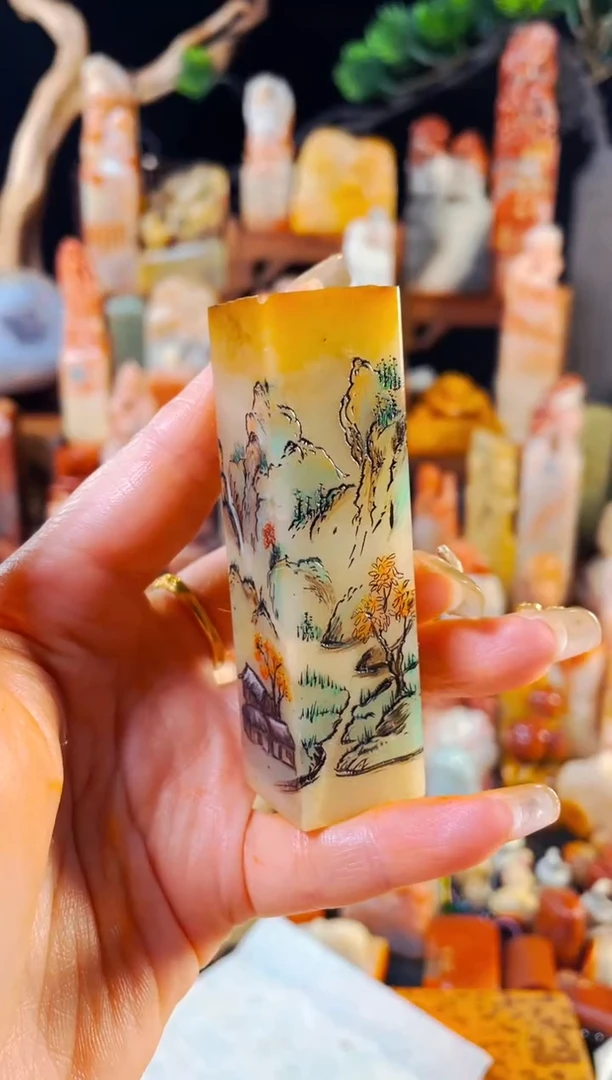 老挝石印石手工篆刻《包4字内小篆体篆刻》