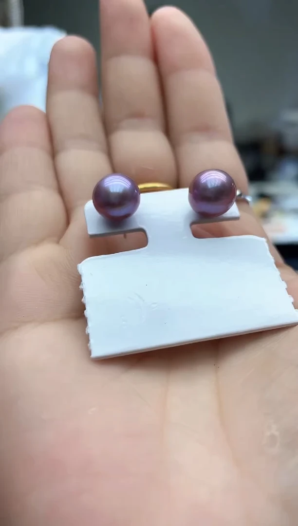 未镶嵌淡水珍珠珍珠紫色耳钉