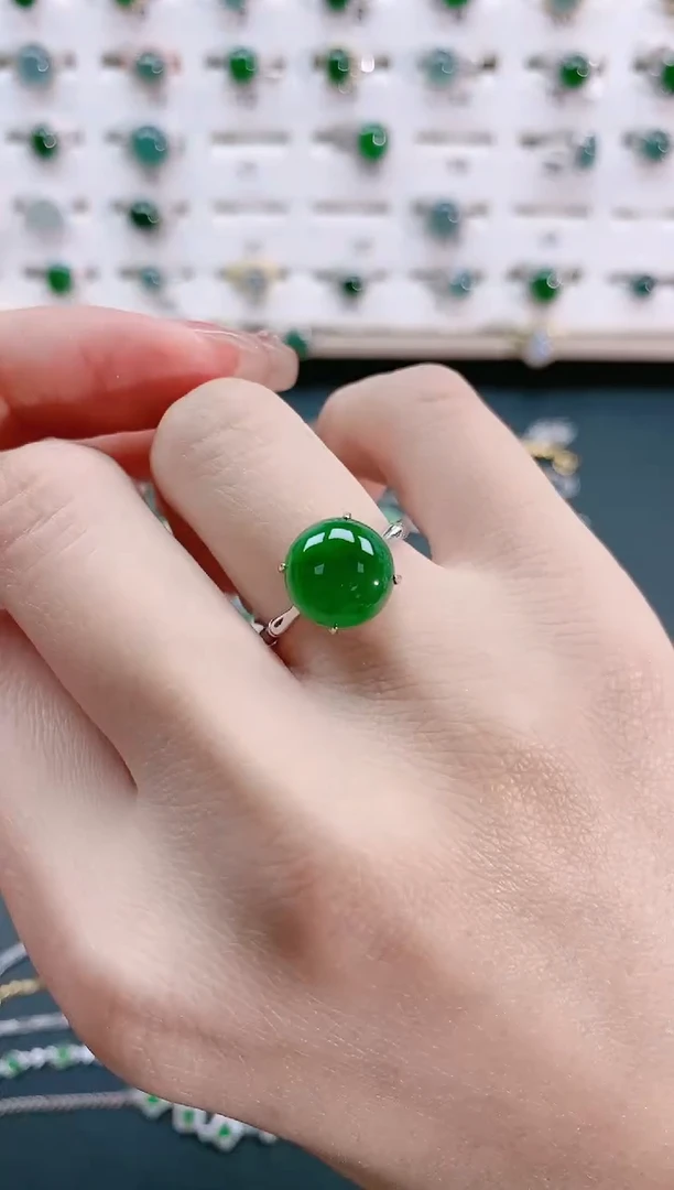 【闪购商品】翡翠戒指银S925镶嵌 天然翡翠