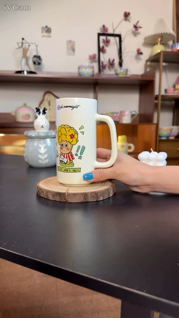 陶瓷手柄款星星人高杯500ml微瑕