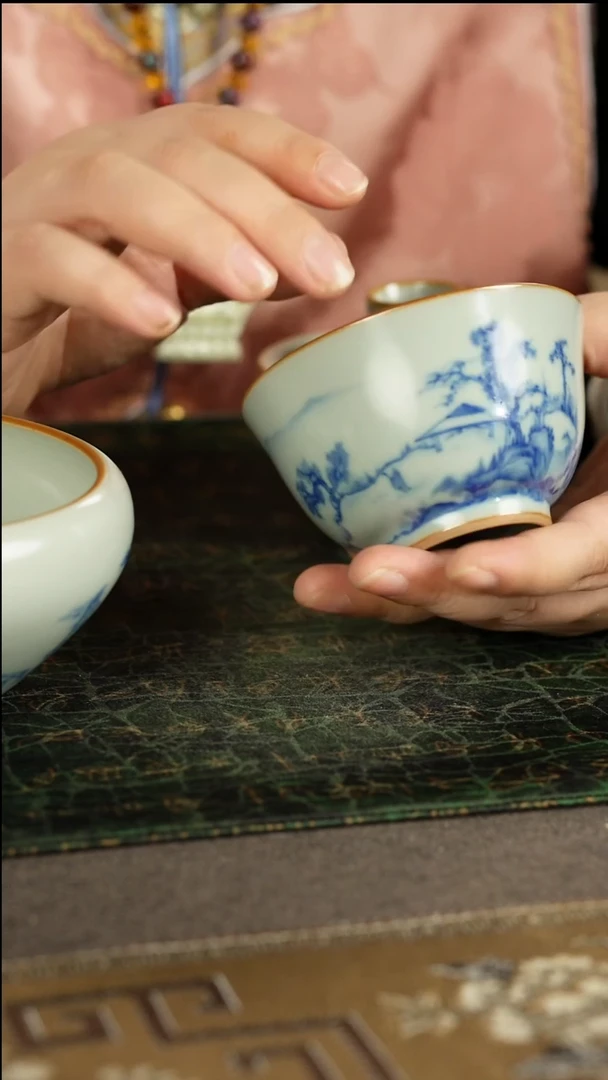 善窑厂汝窑天青山水主人杯