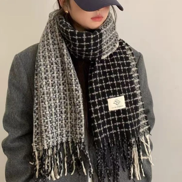 【李公子】时尚百搭韩版细格流苏围巾