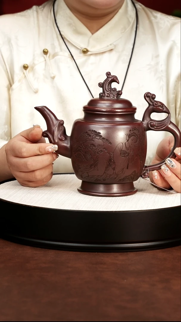 茶壶紫砂宜兴紫砂 凤舞九天 铁血红砂 高辉 600cc