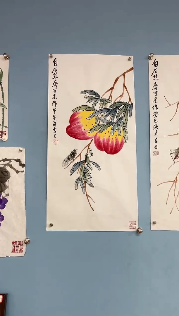 国画齐可来寿桃图2平尺