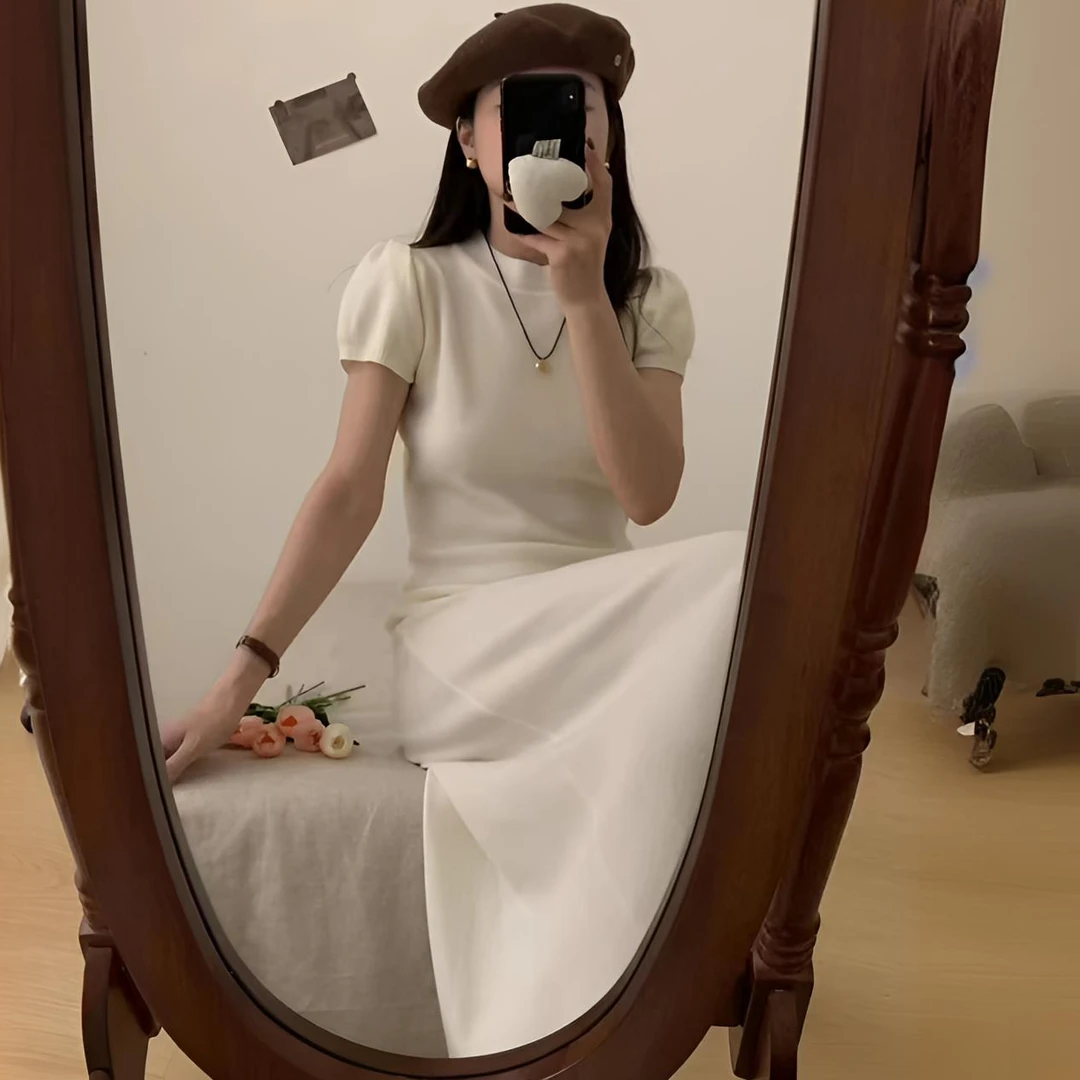 黑色白色赫本风女士新款法式连衣裙女夏季轻奢高级感显瘦长款裙子