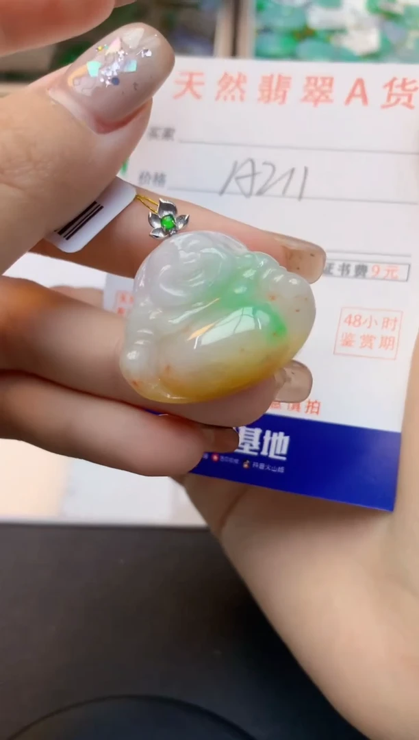 颈饰18K金镶嵌翡翠天然A货翡翠百元以上9元证书费自理