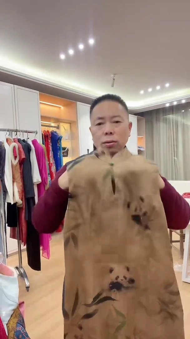 无袖真丝香云纱旗袍L码