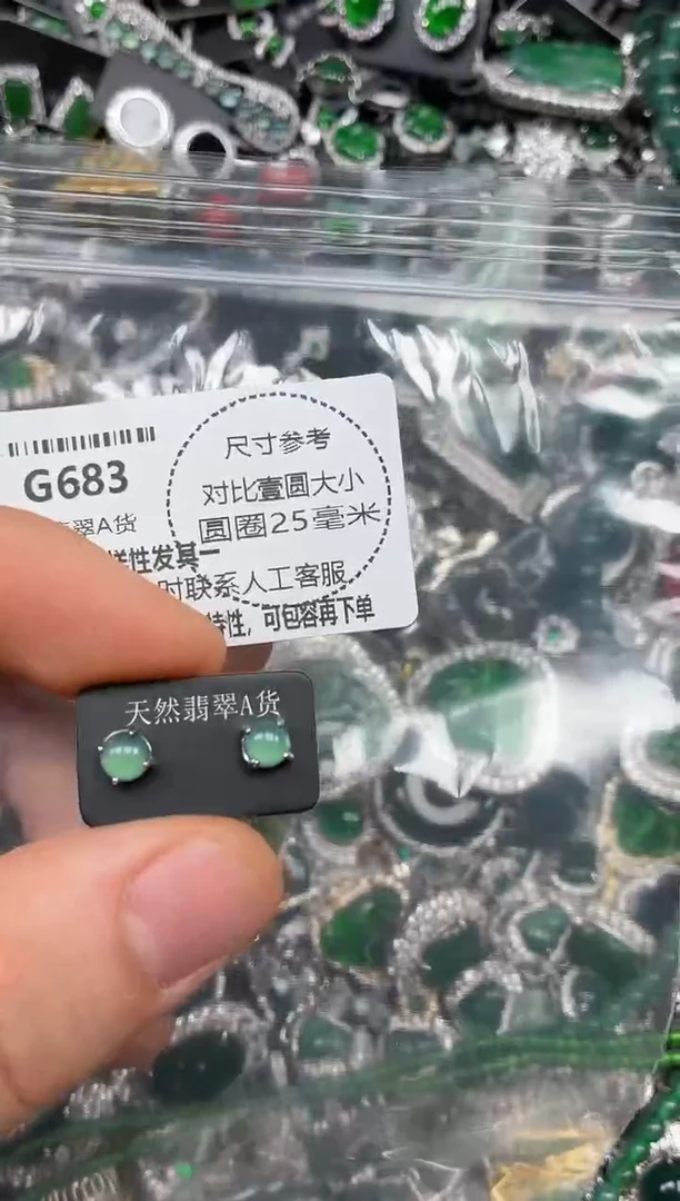 颈饰未镶嵌翡翠G683耳钉