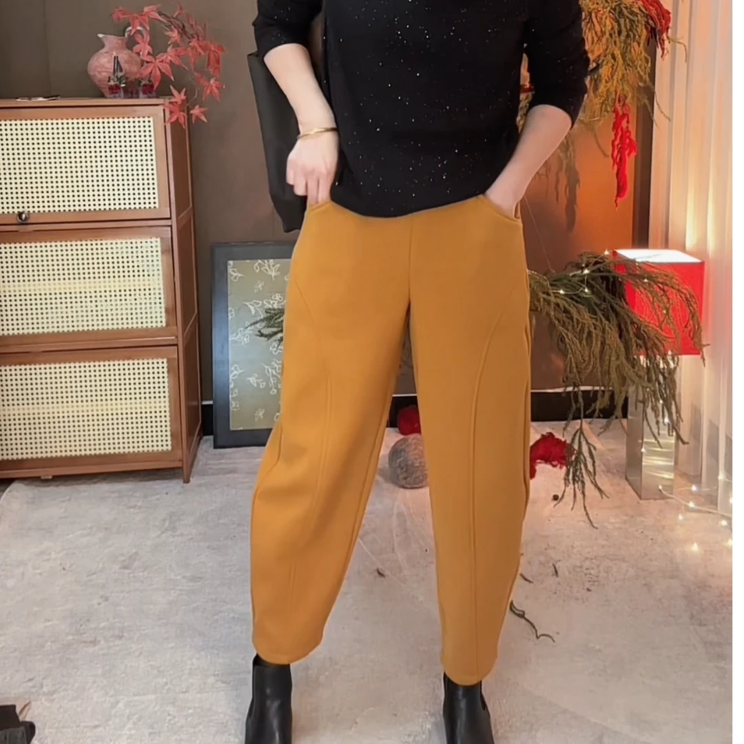 加绒新年款休闲裤哈伦老爹裤显瘦百搭