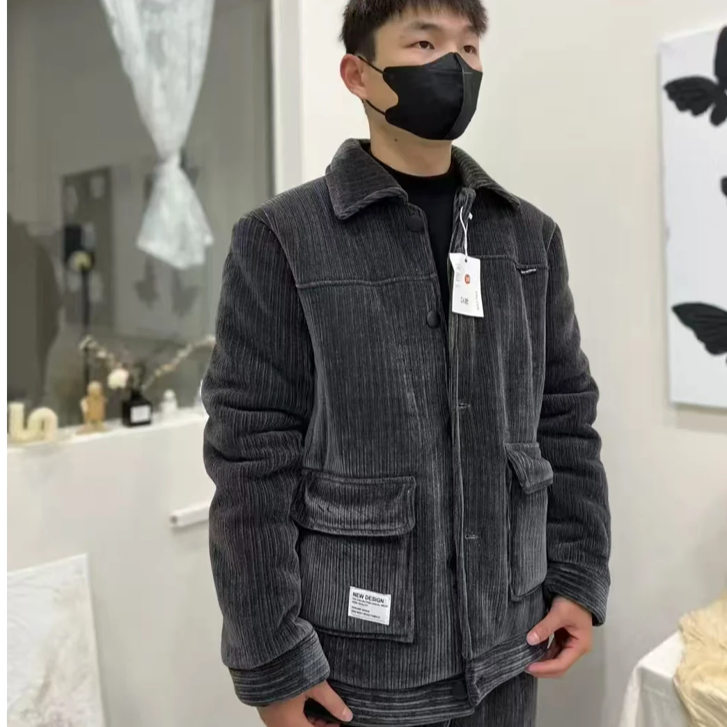 06男士冬季加绒加厚可外穿家居服百搭时尚减龄有气质潮流保暖