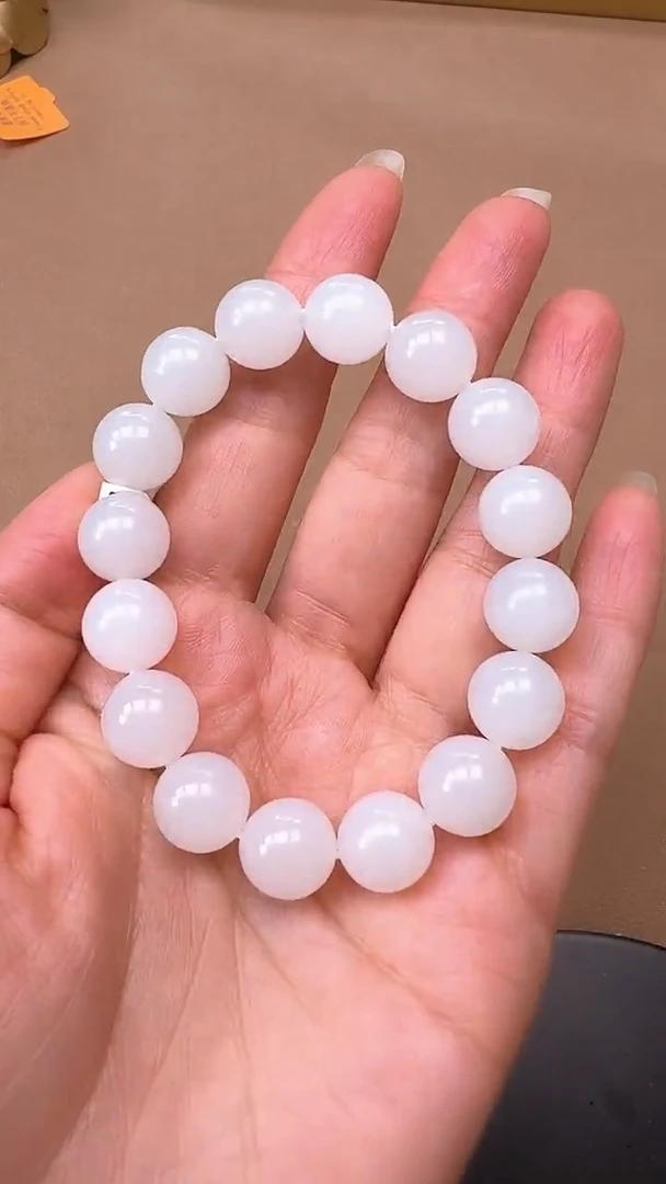 【闪购商品】和田玉手串未镶嵌1237白玉12mm一线天手串
