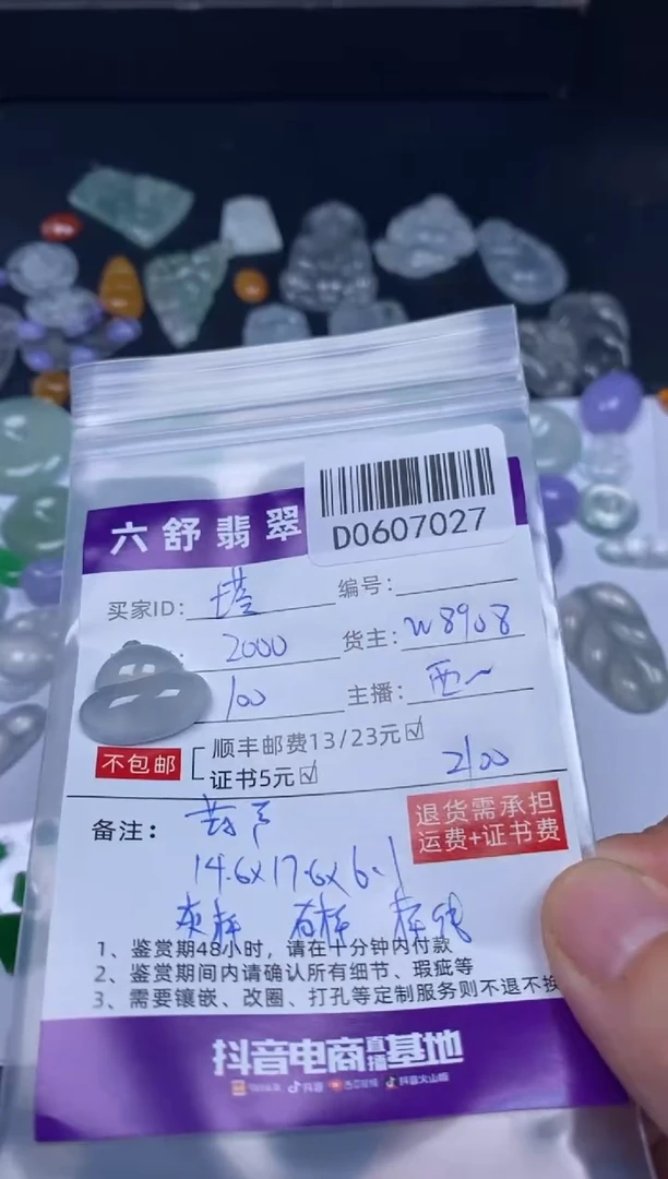 翡翠未镶嵌吊坠(不含链)D0607027