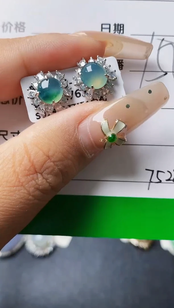 翡翠戒指银S925镶嵌7528