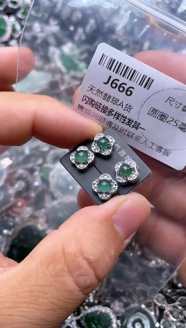 【闪购商品】翡翠颈饰未镶嵌J666耳钉 多样性发其一