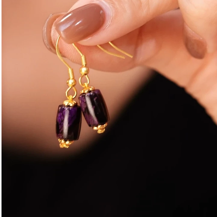 舒俱来丝绒桶珠耳钩/AZB2198