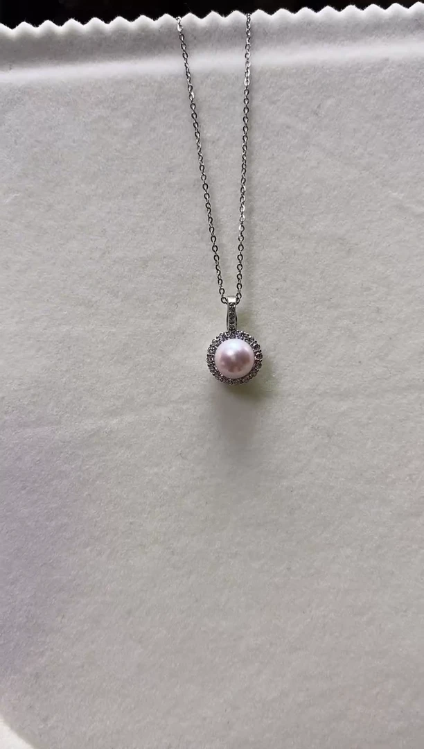 吊坠(赠链)银S925镶嵌淡水珍珠8mm