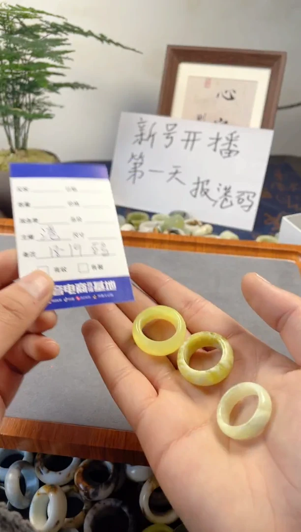 未镶嵌蛇纹石玉戒圈119