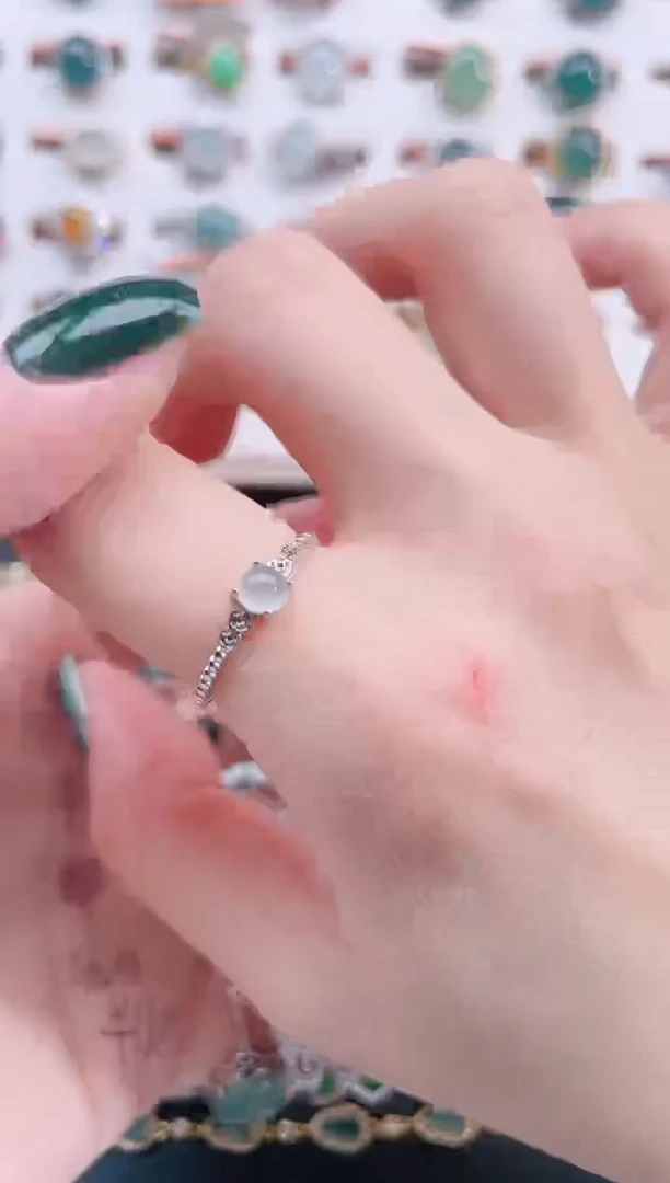 银S925镶嵌戒指翡翠天然翡翠