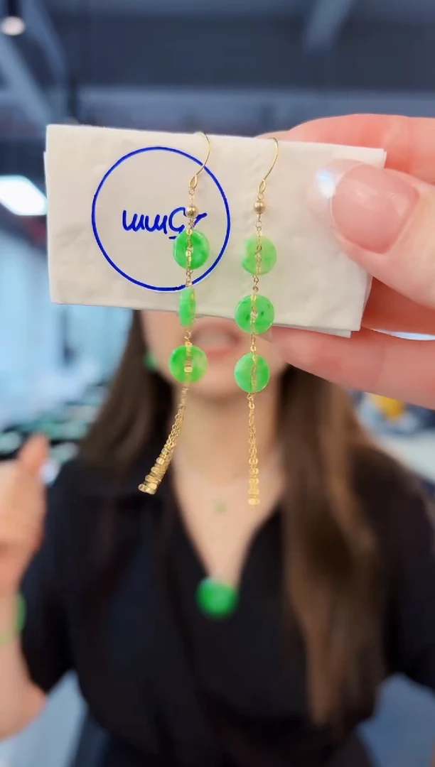 翡翠18K金镶嵌耳饰缅料A货/多样性发货/一件