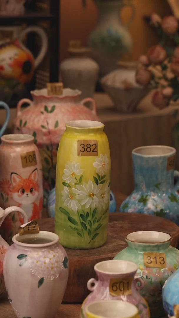 陶瓷382景德镇设计师手作花器摆件侘寂风