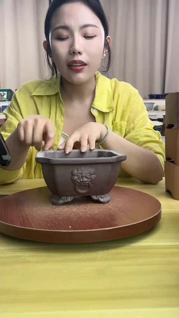 紫砂花盆浅草紫砂花盆微瑕