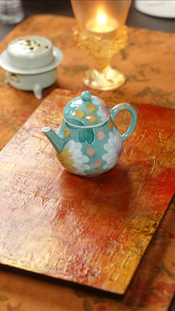 茶具手绘花卉手抓壶
