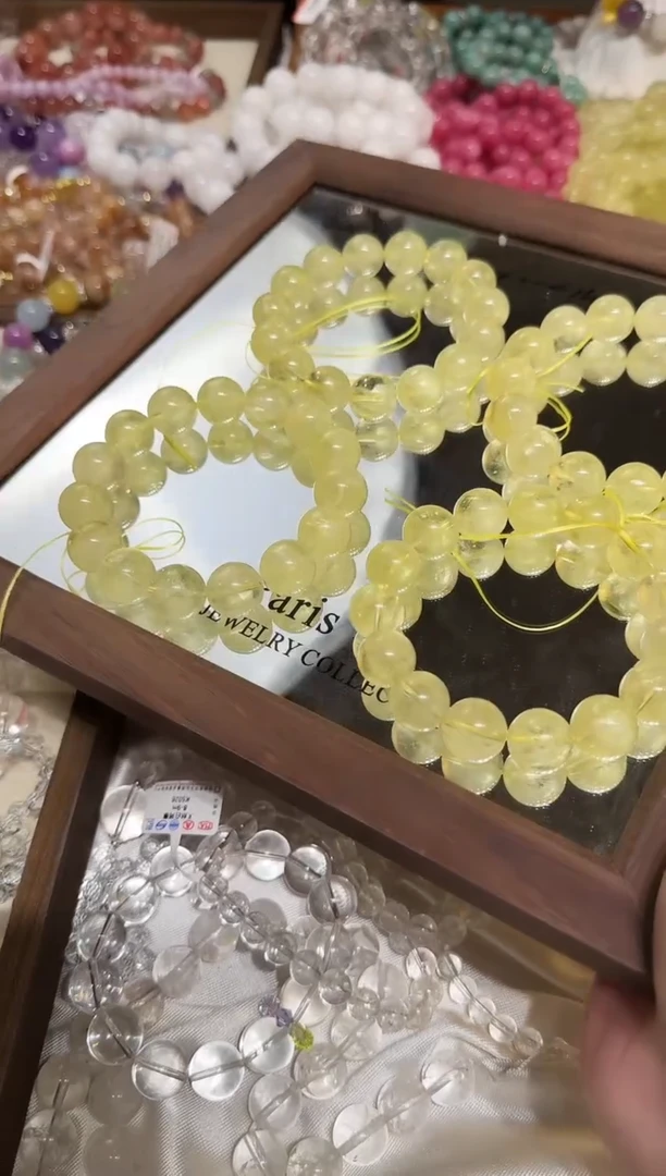 未镶嵌手链水晶柠檬黄素圈14mm