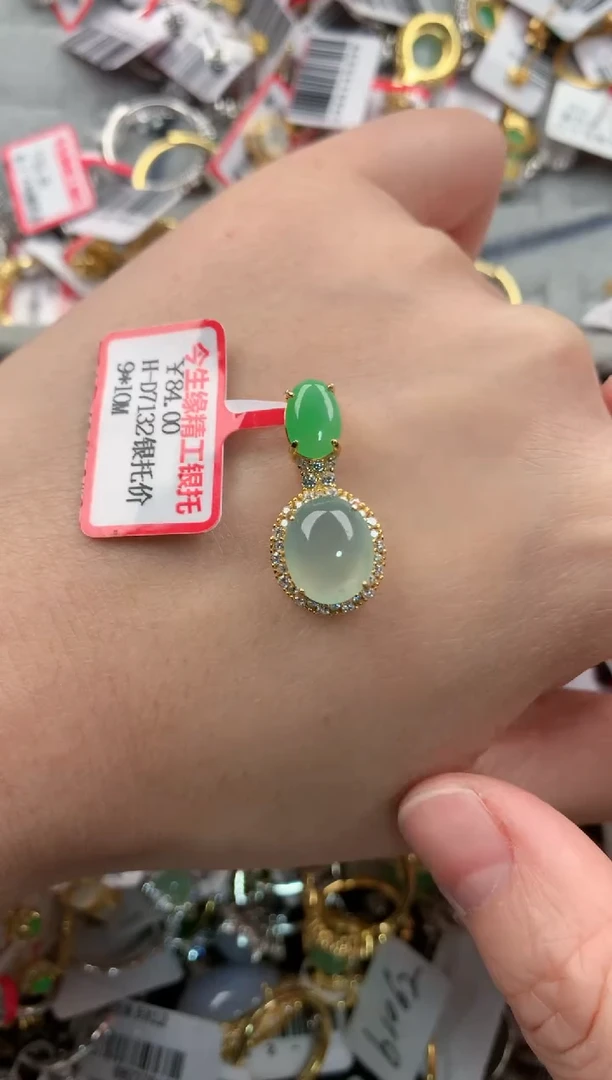 银S925镶嵌戒指翡翠222---9