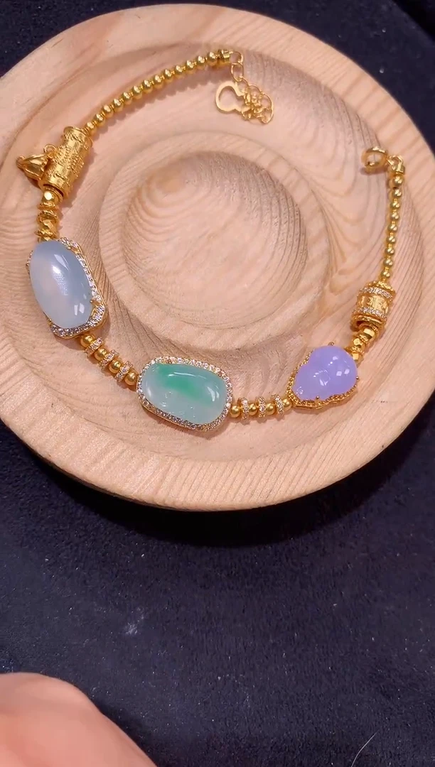 手链翡翠银S925镶嵌手链