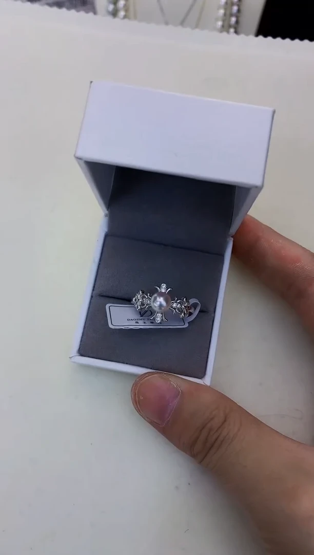 银S925镶嵌海水珍珠饰品设计款戒指